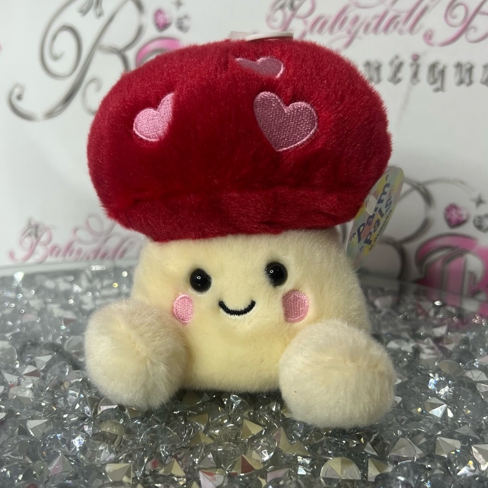 Palm pals by Aurora mushroom 🍄 with feet Red and Cream Plush Toy brand new